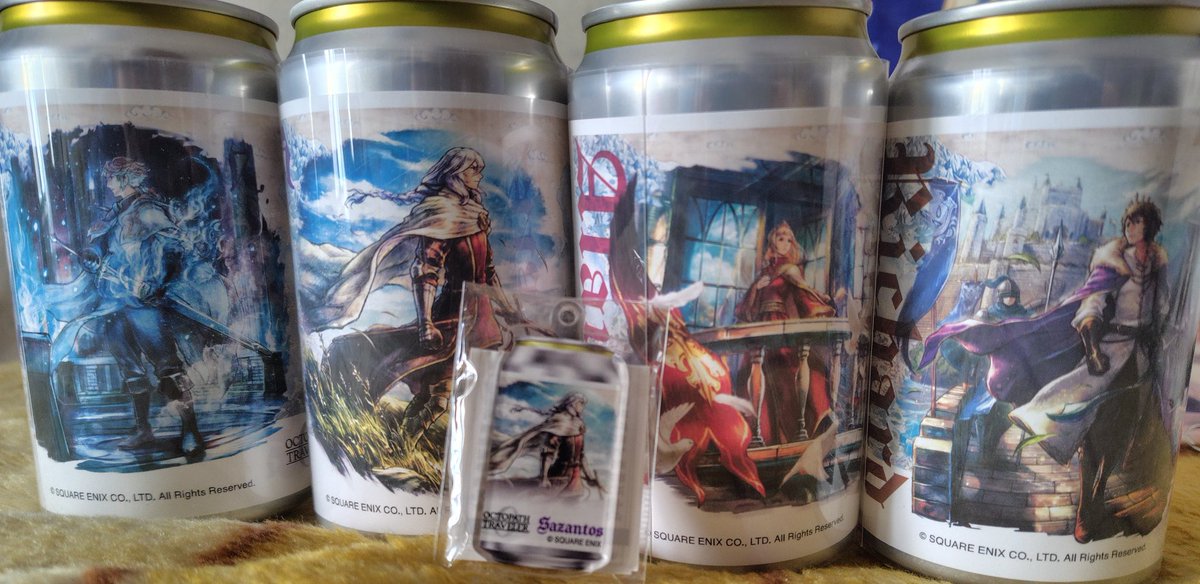 オクトラ0のラベル缶とサザントス様のアクキー届いた！ ラベルはこの