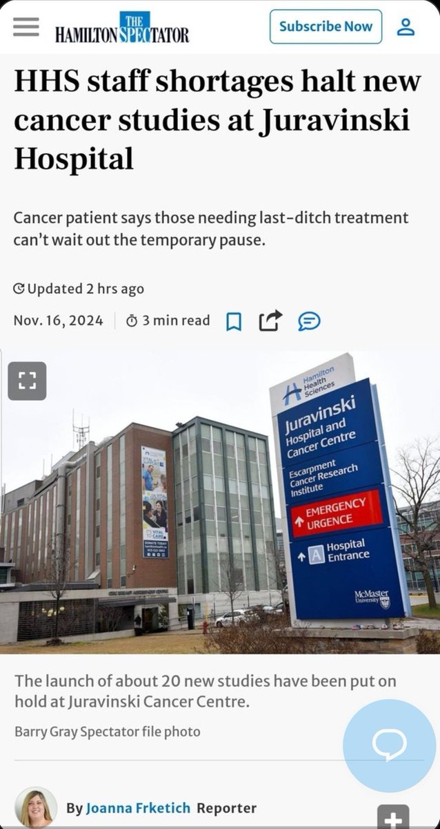 Hamilton Juravinski Cancer Centre Hospital halts launch of 20 cancer studies for patients last-ditch treatment due to staff shortages, as unions say, job postings have been removed over $112 million debt as FAO reports Ford, Bethlenfalvy and Jones siting on $26.6B in cash.