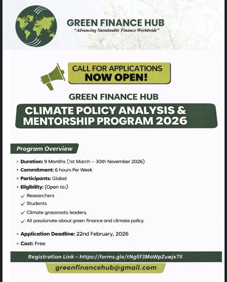 If you’ve been saying you want to work in climate policy, this is your window.

There are only a few days left to apply for this 9-month climate policy training and opportunities like this don’t stay open forever.

docs.google.com/forms/d/e/1FAI…

Good luck 🍀
