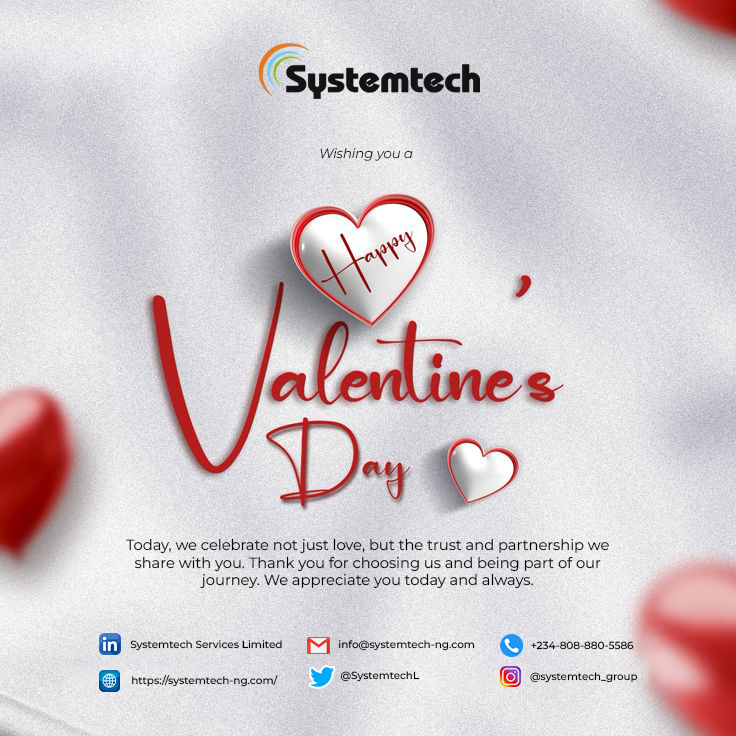 SystemtechL's tweet photo. 💕 Happy Valentine’s Day! 💕

Today, we celebrate connection — the kind that brings people closer, strengthens partnerships, and builds lasting impact.

Happy Valentine’s Day from all of us at Systemtech! 

#ValentinesDay #StrongerTogether #TechWithHeart #Systemtech https://t.co/ZevoGHCZyX