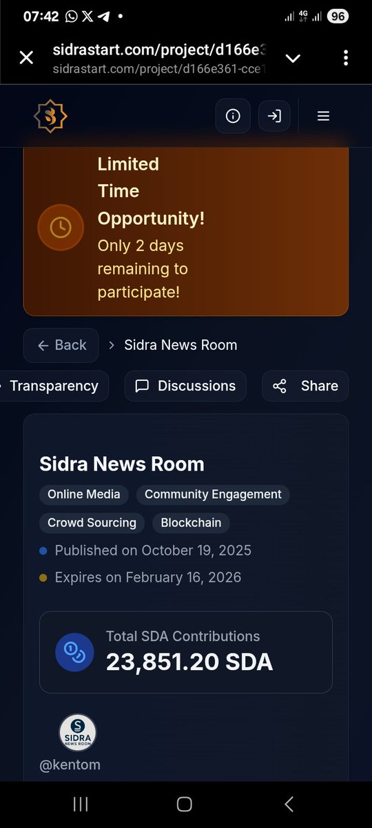2 days  to go 

sidrastart.com/project/d166e3…

<a href="/sidrachain/">SidraChain</a> 
<a href="/Sidraambasador/">Sidra Ambassador</a> 
<a href="/Sdamarketonline/">FalconBay Worldwide $FBAY</a>
