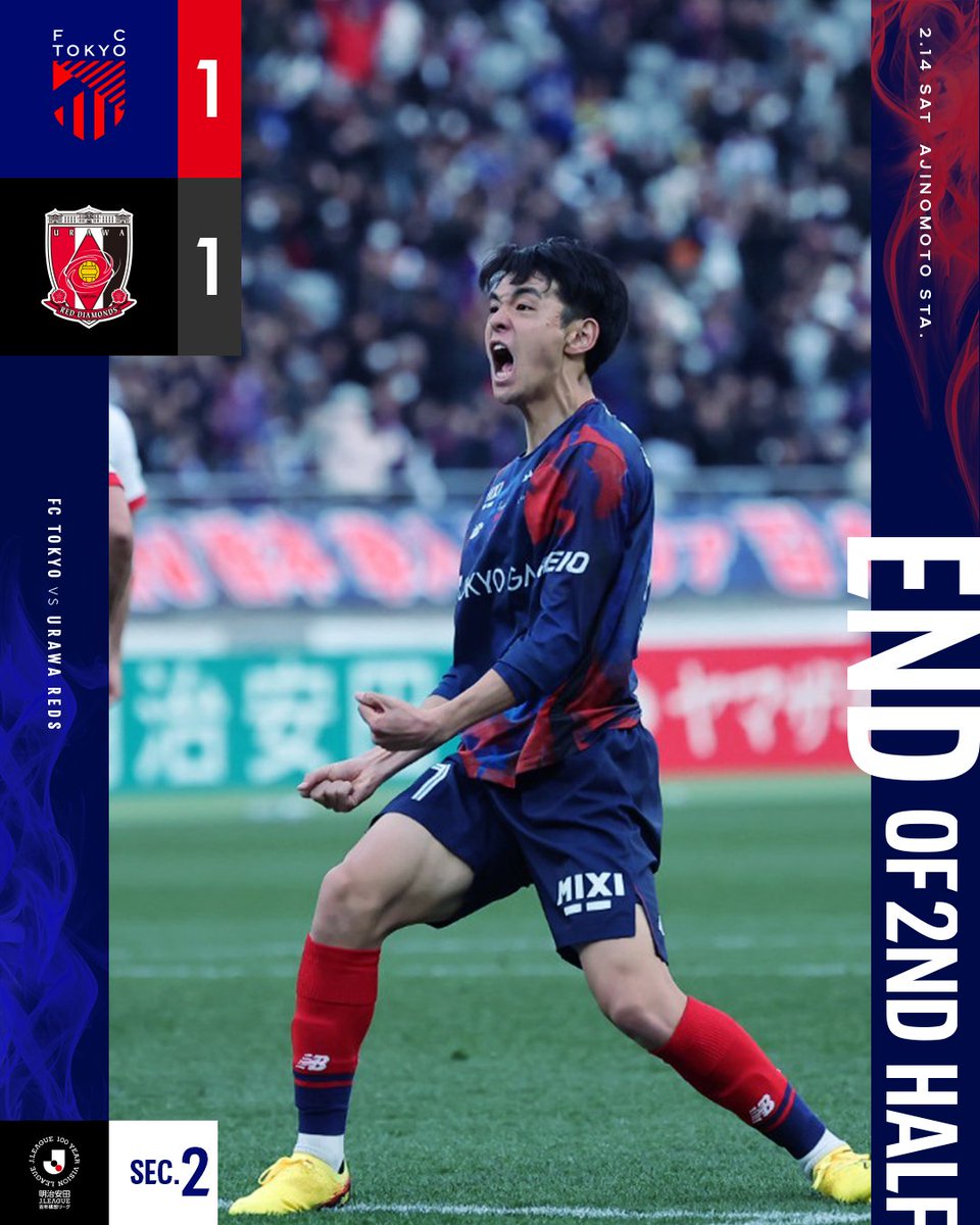 fctokyoofficial's tweet photo. 🔵🔴
𝙀𝙉𝘿 𝙊𝙁 𝟮𝙣𝙙HALF

明治安田Ｊ１百年構想リーグ第2節
#FC東京 1-1 #浦和レッズ

後半終了。
PK戦突入。

#TokyoUrawa
#fctokyo #tokyo