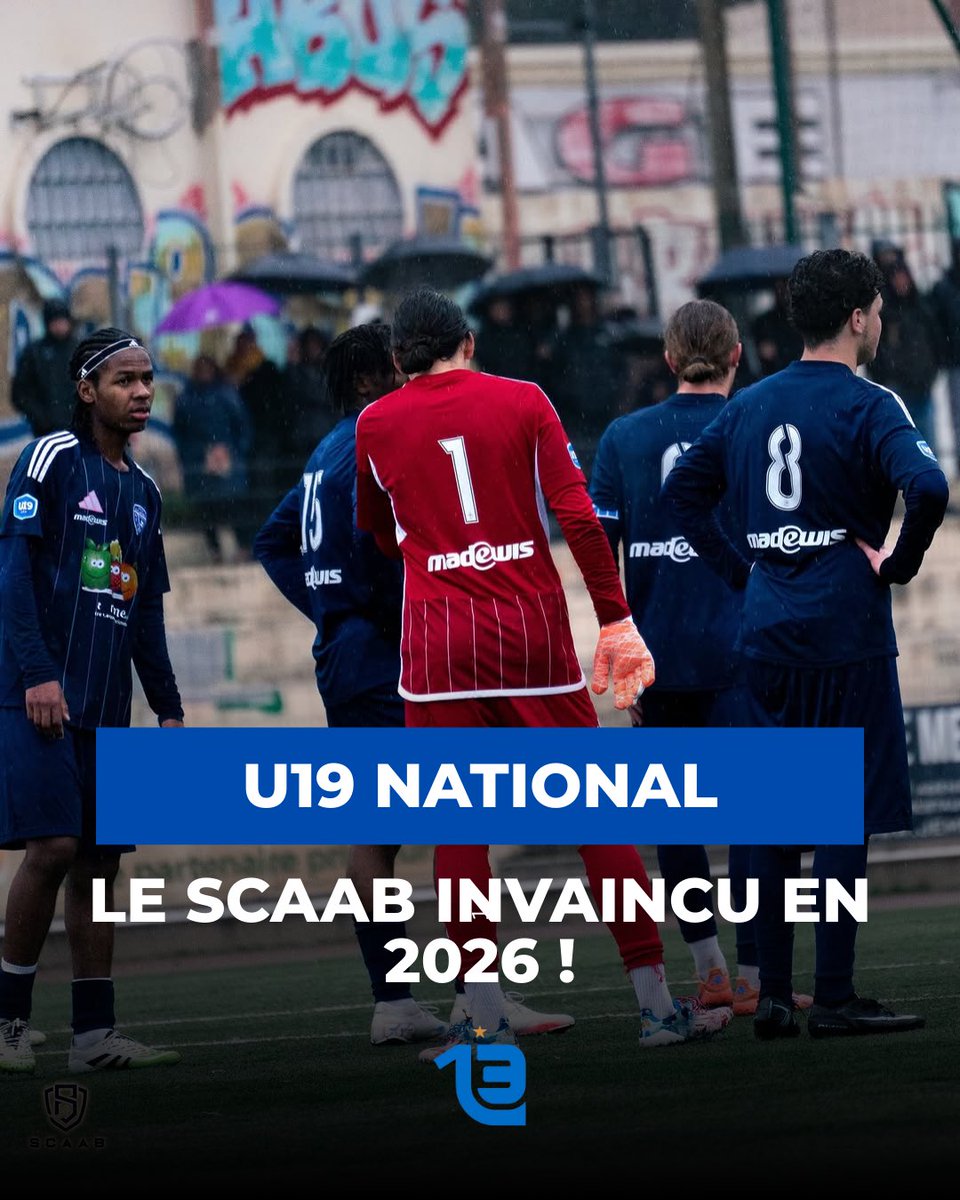 treize013's tweet photo. ℹ️ En difficulté au classement (13ème/14 pts), le #SCAAB ferme pourtant la porte au fatalisme. Toujours invaincu en 2026, le club du 13 s’offre le droit d’y croire pour le maintien en U19 National.

⏸️🆚 #SCB : 1-1
⏸️🆚 #GFCA : 1-1
⏸️🆚 #OM : 1-1
✅🆚 #OGCN : 1-0

➡️ Ils affrontent demain un concurrent direct (US Colomiers 🇫🇷, 12ème/15 pts).