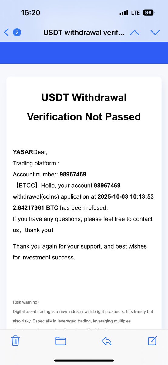 <a href="/BTCCexchange/">BTCC</a> dear community please dont fall the trap,
you will loose all your funds if you deposit your money in to the exchange <a href="/BTCCexchange/">BTCC</a> <a href="/jarenjacksonjr/">JJJ</a> <a href="/ErikOnChain/">Erik 🏛️</a> 
they are searching for new victims, dont fall…
#BTCCBestCEX