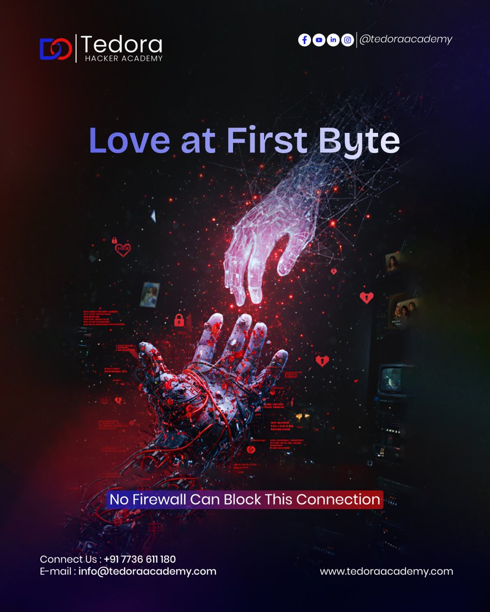 tedora_academy's tweet photo. Love at First Byte ❤️🔥💻
No firewall can block this connection.
Ready to fall in love with cybersecurity? 🔐
#LoveAtFirstByte #CyberSecurity #EthicalHacking #TechLife #TedoraAcademy https://t.co/UVtEwOkt0R