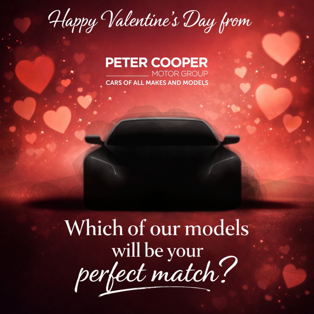 ThePCMG's tweet image. Happy Valentine’s Day from all of us at Peter Cooper Motor Group ❤️🚗

Which of our models will be your perfect match? Whether you’re looking for sporty, stylish or spacious - we’ve got the one for you💘✨

Explore our range: petercoopergroup.co.uk/?utm_source=so…

#ValentinesDay #FindYourMatch