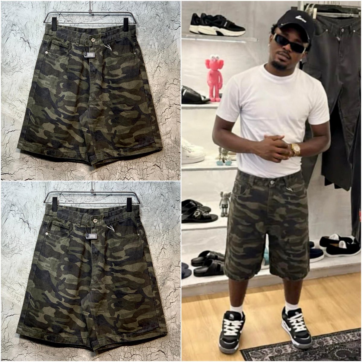 VluxEssentials's tweet photo. *💯QUALITY CAMOUFLAGE X JEAN SHORT*                                                 
*PRICE 🏷 28,000*            
*AVAILABLE IN SIZES* https://t.co/0GFT60MDDM
