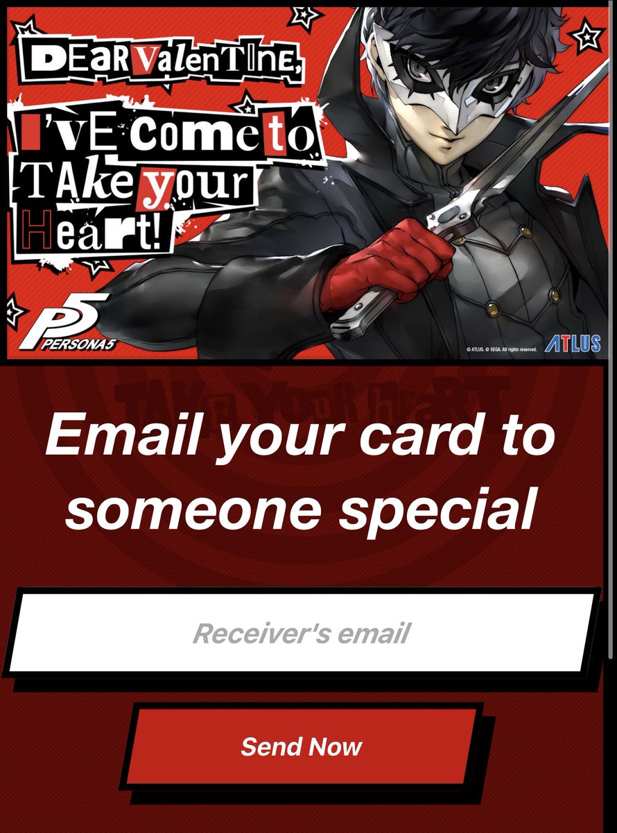 just a reminder to everyone that atlus has an official Valentine’s card website for p5!  just something rly cute they have 🙏🙏 (link to the site below)