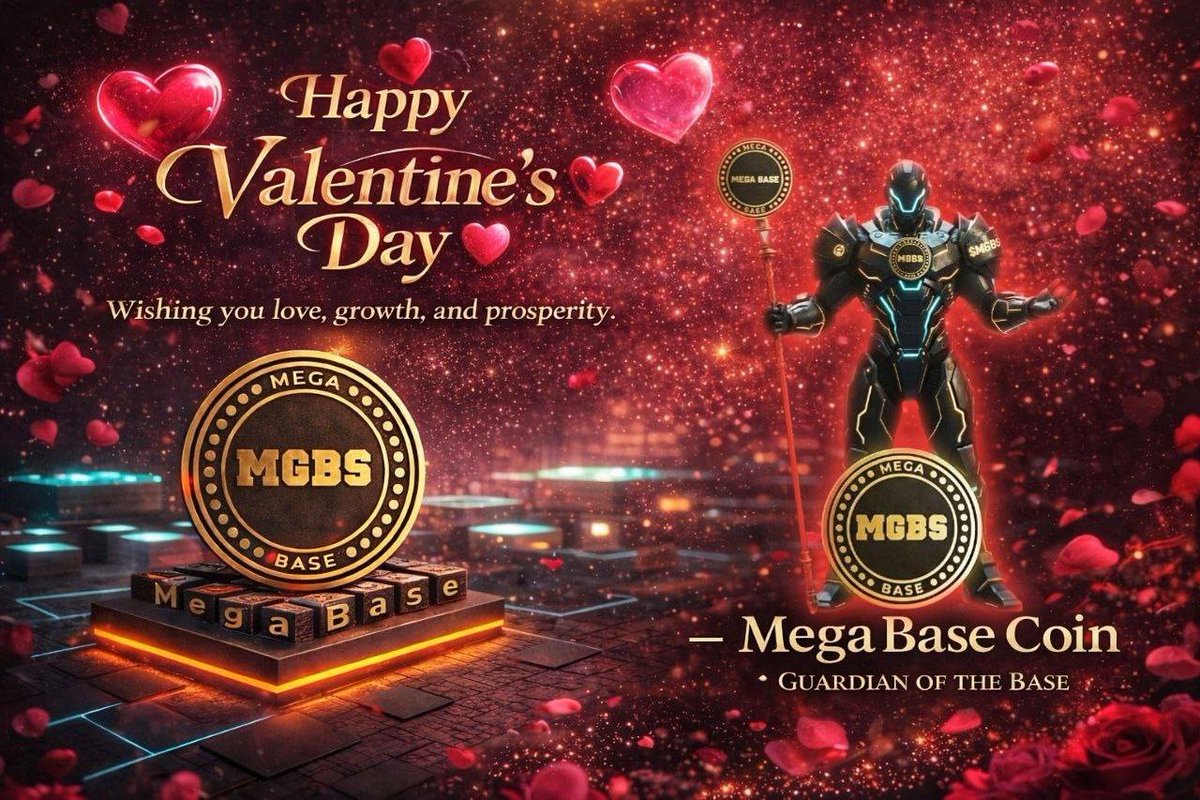 Wishing everyone a happy Valentine's Day.

CA: 0x481ef7Ff561d9a2a892553ba930A6365f911E0bb

TG: t.me/+IQ696SfodDQwO…

#MegaBaseCoin #MGBS #Cryptocurrency #ValentinesDay #Base