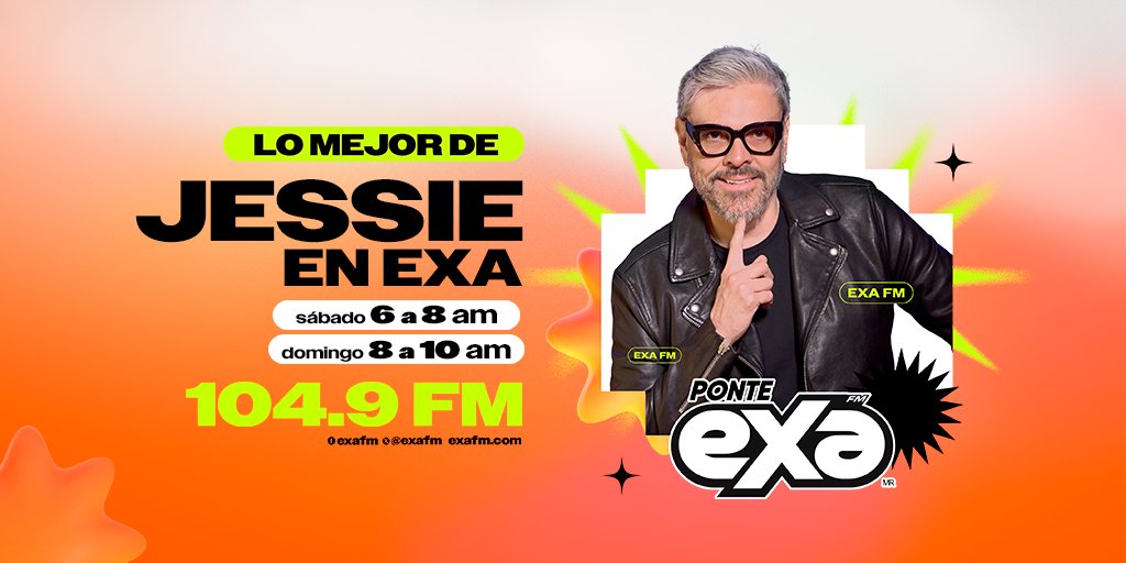 ¡Es momento de escucharnos en lo mejor de #JessieEnExa 🤩! No te pierdas el programa que te pondrá de buenas 😎 Estamos en el 104.9 FM 📻