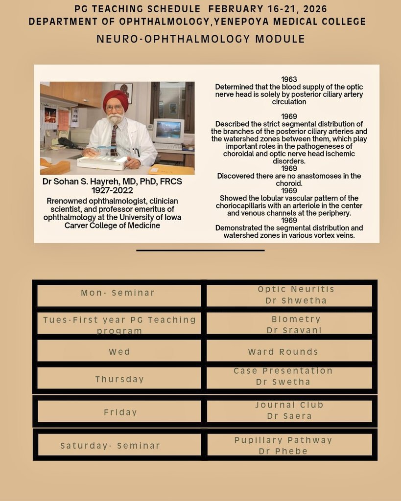 kamathatul's tweet photo. The teaching program for the coming week continues with neurophthal module! Special mention of Dr. Hayreh, who contributed immensely to this field.
Will be a great discussion of the below topics!
#Ophthalmology #Postgraduates #teaching https://t.co/xp0a0ot4fM