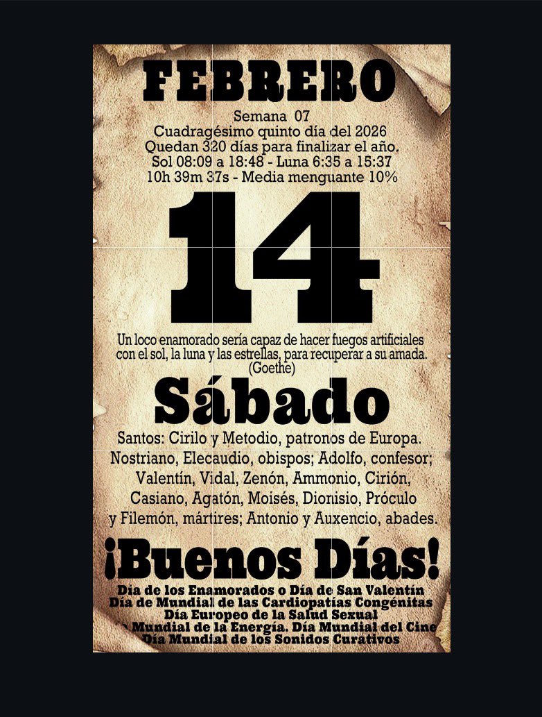 Feliz sábado.
<a href="/1975Jdangosto/">jd_angosto</a> <a href="/ecapdevila65/">Del Atleti</a> <a href="/angelmartin_nc/">Ángel Martín</a> <a href="/henarlpz76/">Henar, con hache (una vez lo vi así: Enhar🤦🏻‍♀️)</a> <a href="/Algane/">Eduardo Rodríguez</a> <a href="/AsunsanchoM/">M_asunsancho</a> <a href="/airf78/">Anais Ramos</a> <a href="/MrWolfTeacher/">Óscar "Mr Wolf Teacher" Recio Coll</a> <a href="/CaptainAkab/">Fédor Q.</a> <a href="/katsura_/">Carlos Molina</a> <a href="/mcarce81/">Crispy</a> <a href="/fleogom/">Fernando J. de León</a> <a href="/galvarez_28/">Guillem Àlvarez ⚡️🚀</a> <a href="/preciokilovatio/">Precio Kilovatio</a> <a href="/DulcenombreVel1/">Dulcenombre Velasco</a> <a href="/Salva__RC/">Salva__RC</a> <a href="/RafaSEF1/">ℝ𝔸𝔽𝔸 𝕊𝔼𝔽</a> <a href="/UniversoAlex/">Universo Álex</a> <a href="/NaiSainz/">Naitxu</a>