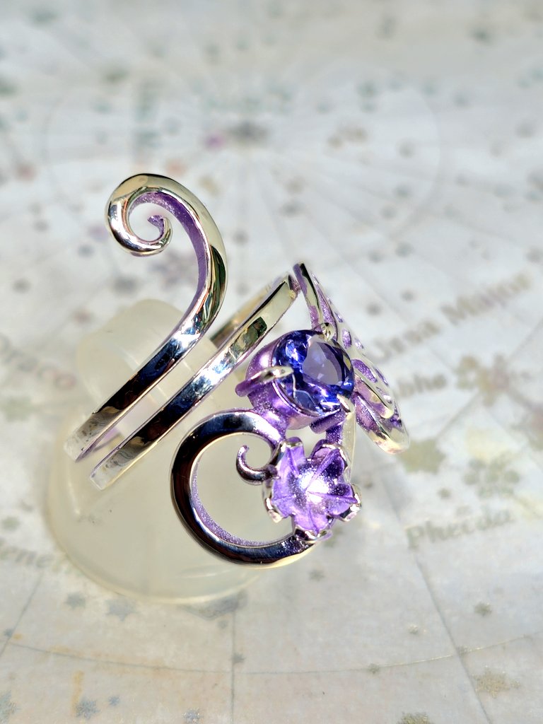 エレカラ×片翅蝶とペチュニアのクルクルクルリング
エレカラのヴァイオレットに石はマダガスカル産の上質なアイオライト6mm