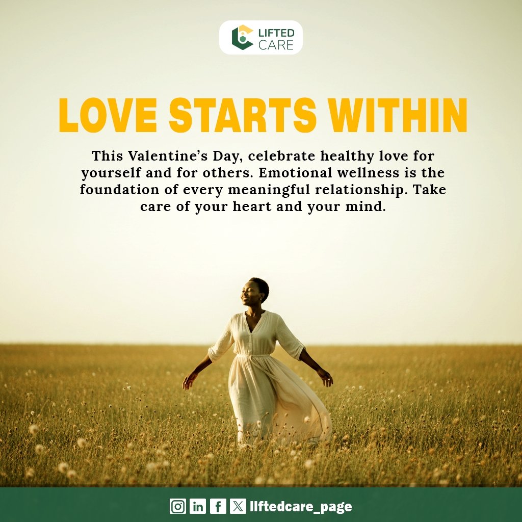LiftedCare_'s tweet photo. Love starts within. 💚

This Valentine’s Day, we’re celebrating the kind of love that sustains every other relationship, the love you show yourself.

Be gentle with your heart today.

Show love, show kindness. let the spirit of valentine guide your actions

 #ValentineWithPurpose https://t.co/CFcXtZMRaf