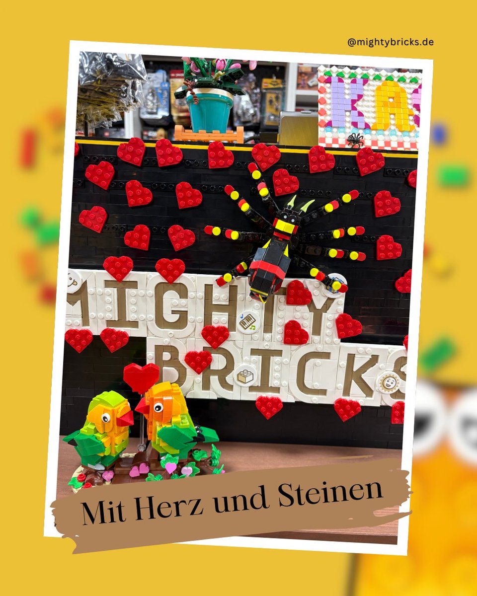 _MightyBricks_'s tweet photo. #Valentinstag bei #MightyBricks ❤️

LEGO-Spinne, Papageien-Duo und ganz viele Herzen im Kassenbereich. Danke an Anke fürs Dekorieren – #Liebe steckt im Detail. 🧱❤️

#Teltow #Klemmbausteine #Valentin #Noppensteine https://t.co/plbDN5W1mC