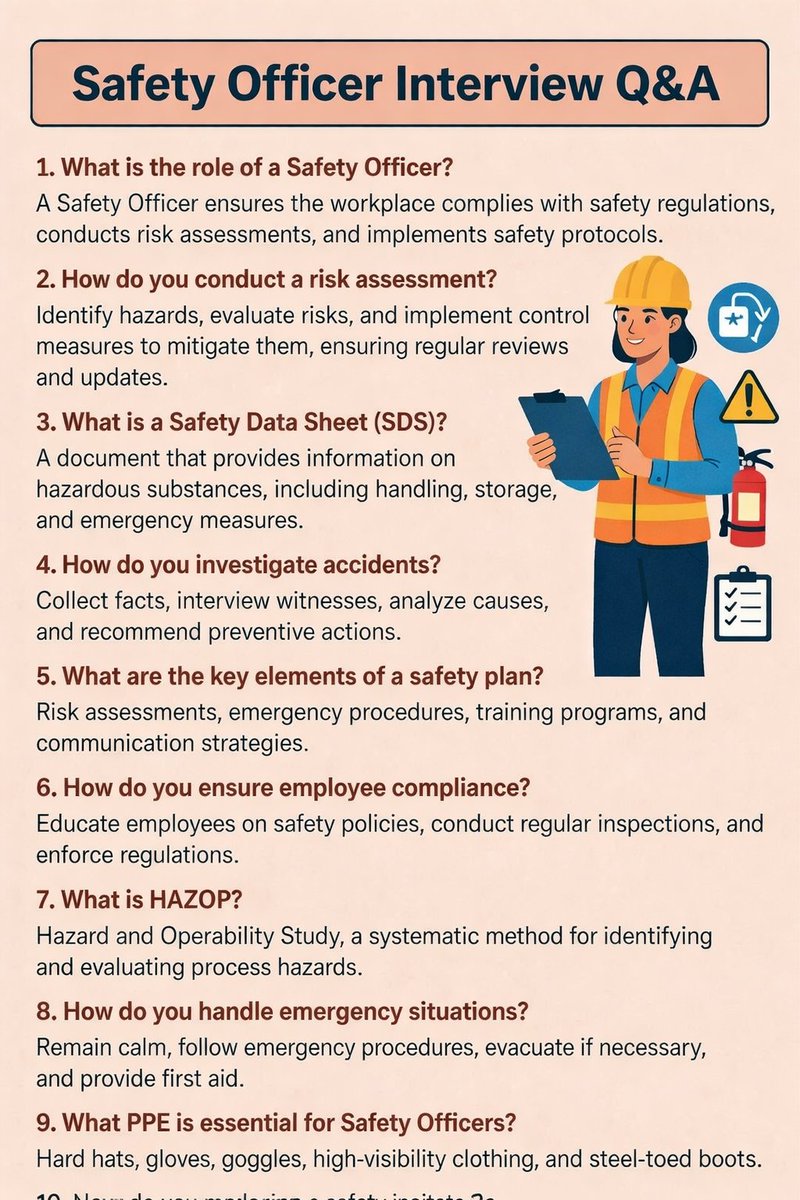 Safety officer interview Questions and answer ‼️ . . . #safety #officer ...