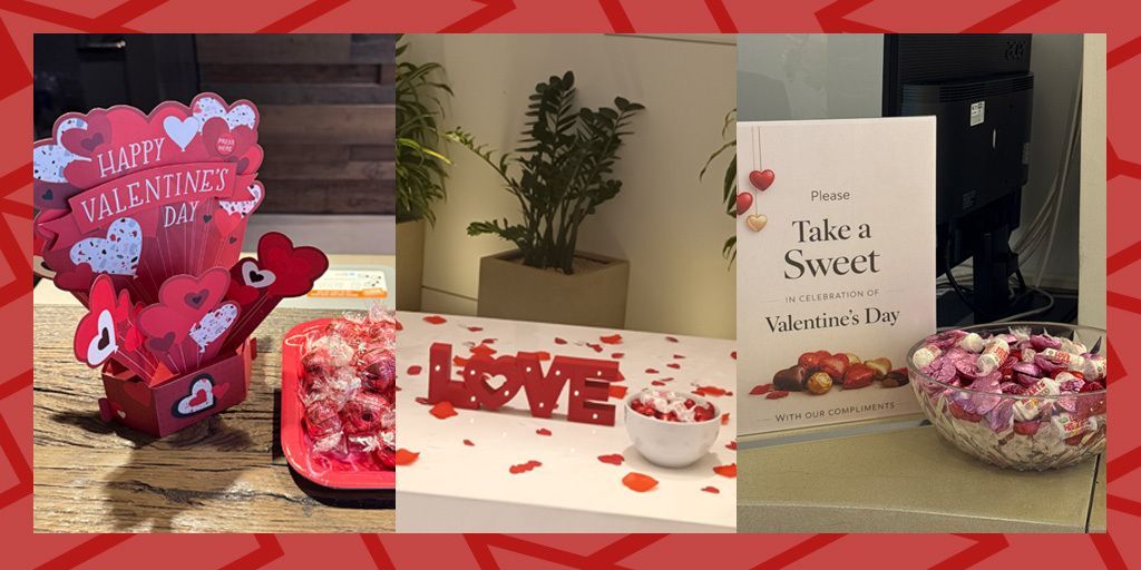 ReceptionUK1's tweet photo. This Valentine’s our teams have been spreading kindness across our sites! From chocolates to treats for tenants and visitors, it’s the little touches that make every visit feel special. We love to deliver customer service that goes beyond expectations. 
#TeamRUK #ValentinesVibes https://t.co/sfygpbb1am
