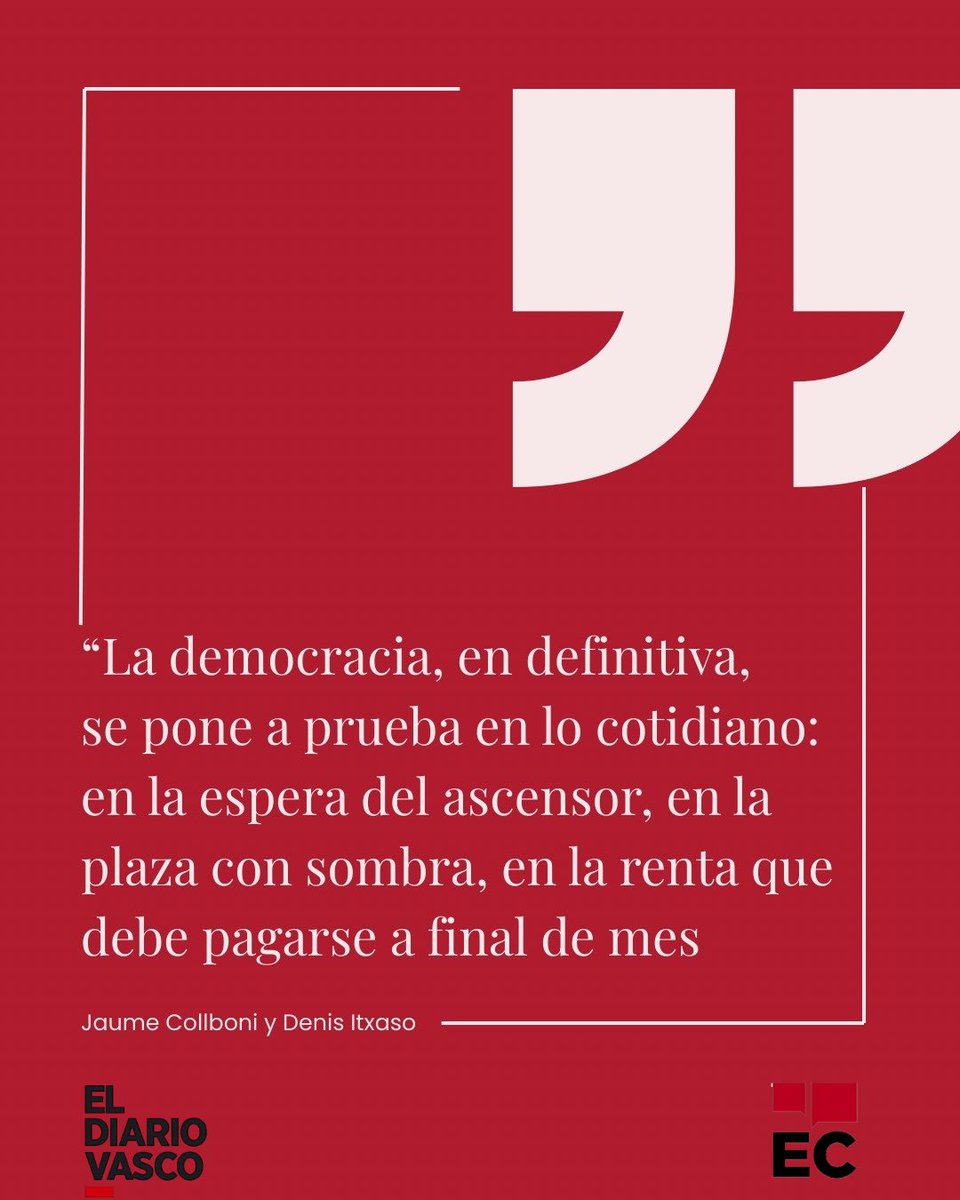 “La política que escucha -y corrige- vale más que la que promete -y frustra-”.

🗞️Hoy <a href="/diariovasco/">El Diario Vasco</a> y <a href="/elcorreo_com/">El Correo</a> publican esta reflexión en clave europea, compartida con <a href="/jaumecollboni/">Jaume Collboni</a>, Alcalde de Barcelona. Hablamos sobre la crisis de la vivienda, y su impacto en nuestras