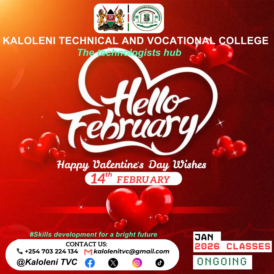 Kalolenitvc's tweet photo. Happy Valentine’s Day to everyone and the dedicated trainers and students whose passion for mastering technical skills is building a truly brilliant future for us all. 📷📷
Tupatane Kaloleni TVC tukapate ujuzi thabiti wa kiufundi. Karibuni nyote! https://t.co/fV17hPARQz