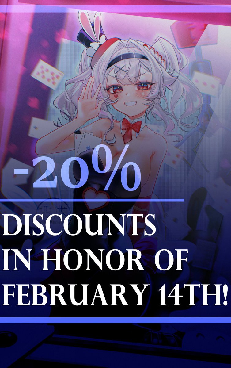 -20% discount on ordering illustrations in honor of February 14th! I'll leave a link to Vgen in the comments >⩊< #Commission #commissionart #art #illustration #cmmopen #CommissionOpen #VGen #VGenComm #opencommission #opencommissions