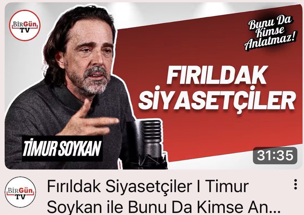BirGün TV’de yeni programımız başladı. Fırıldak Siyasetçiler I Timur Soykan ile Bunu Da Kimse Anlatmaz #01 youtu.be/9GurmHeklz8?si… <a href="/YouTube/">YouTube</a> aracılığıyla