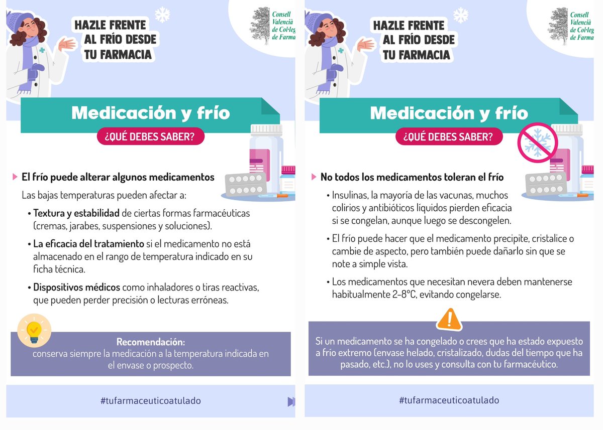 csallendetolsa's tweet photo. 🏥SANITAT PÚBLICA I GRATUITA #CSZBSAAT
MI Colegio Of.Farmaceúticos VLC
🥼Frente al frío desde tu farmacia🥶
💊Cómo el frío puede alterar algunos medicamentos❄️
📍c/S.Vicente de Paul,35
Consell Salut ZB Salv.Allende.Arq.Tolsá
📧consejosaludsaat@gmail.com
655563218
@csallendetolsa https://t.co/rJ3T6FZxTG