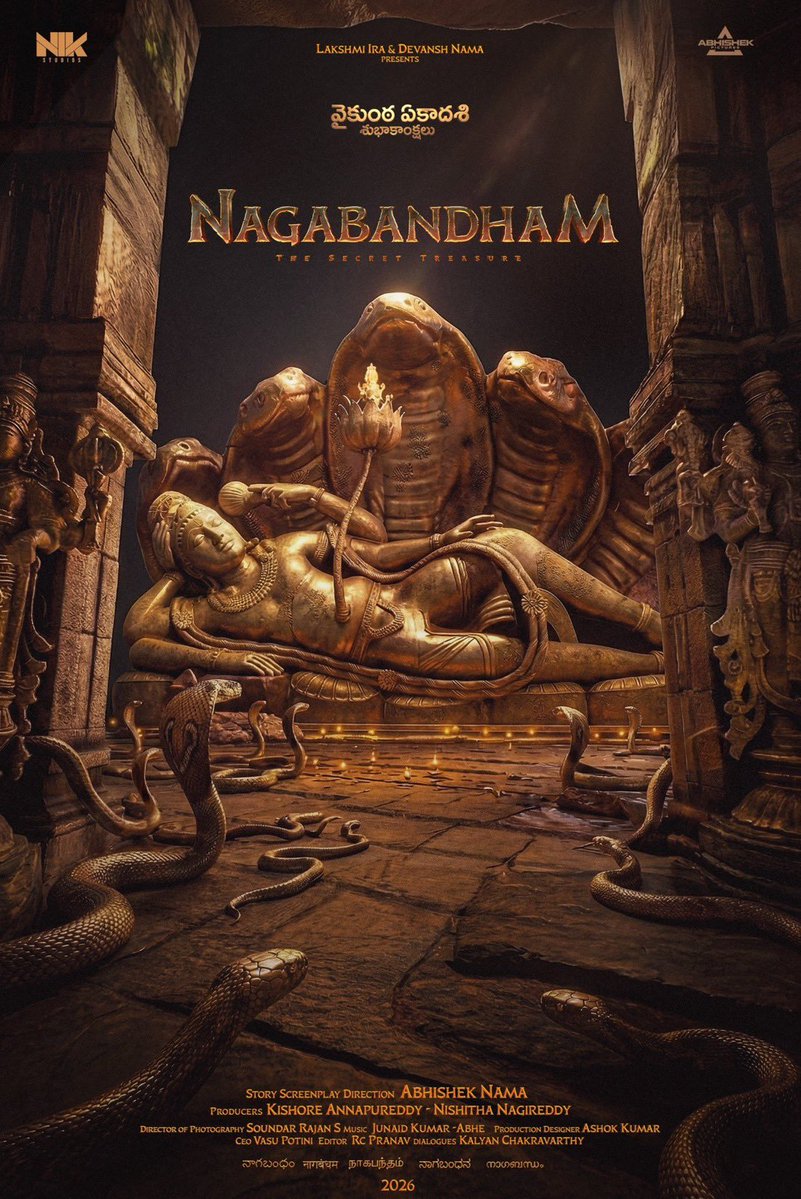#WorldOfNagabandham on the big screen is pure goosebumps 🔥 Director #AbhishekNama and team @niksudiosindia have created a massive, sensational world for a debut.

Virat Karna’s stunning makeover stands out, and the Lord Shiva reveal hits hard. Launch tomorrow at 11:11 AM by