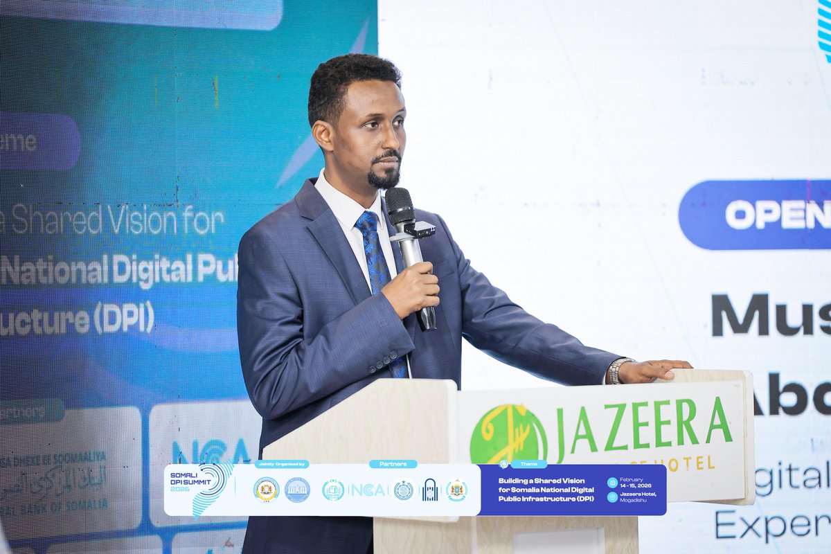 dpisomali's tweet photo. Mustaf Cabdullahi Ciise, Guddoomiyaha qabanqaabada shirweynaha qaran ee Dhiijitaalka oo martida kusoo dhaweeyey furitaanka shirka.

#DPISummit2026 #DigitalPublicInfrastructure #DPI2026 #SomaliaDigitalFuture #CybersecurityDataProtectioGovernance
#Somalia #Mogadishu https://t.co/BJuTxWBTRW