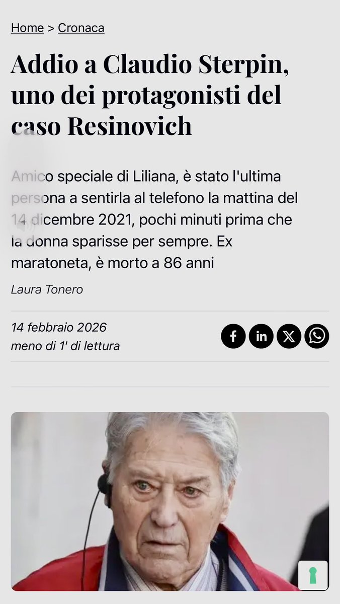 Se ne è andato senza sapere come e chi ha ucciso la sua amata Liliana. Porterà con sé l’amore per lei e le battaglie per la verità. Ora, potrà conoscerla. #lilianaresinovich