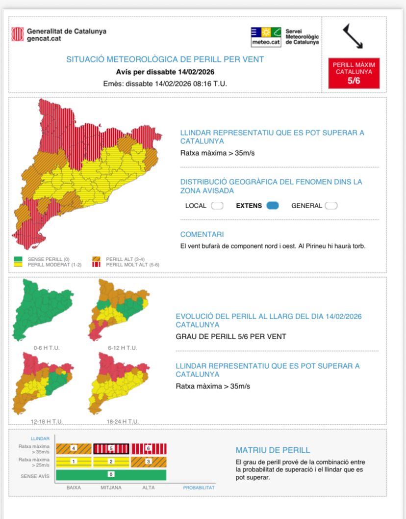 emergenciescat's tweet image. ⭕️ En breu enviem també l'alerta als telèfons mòbils de les comarques del Pirineu, Prepirineu i Alt Empordà informant del fort vent

Es demana evitar desplaçaments i activitats a l'exterior‼️

Alerta #VENTCAT