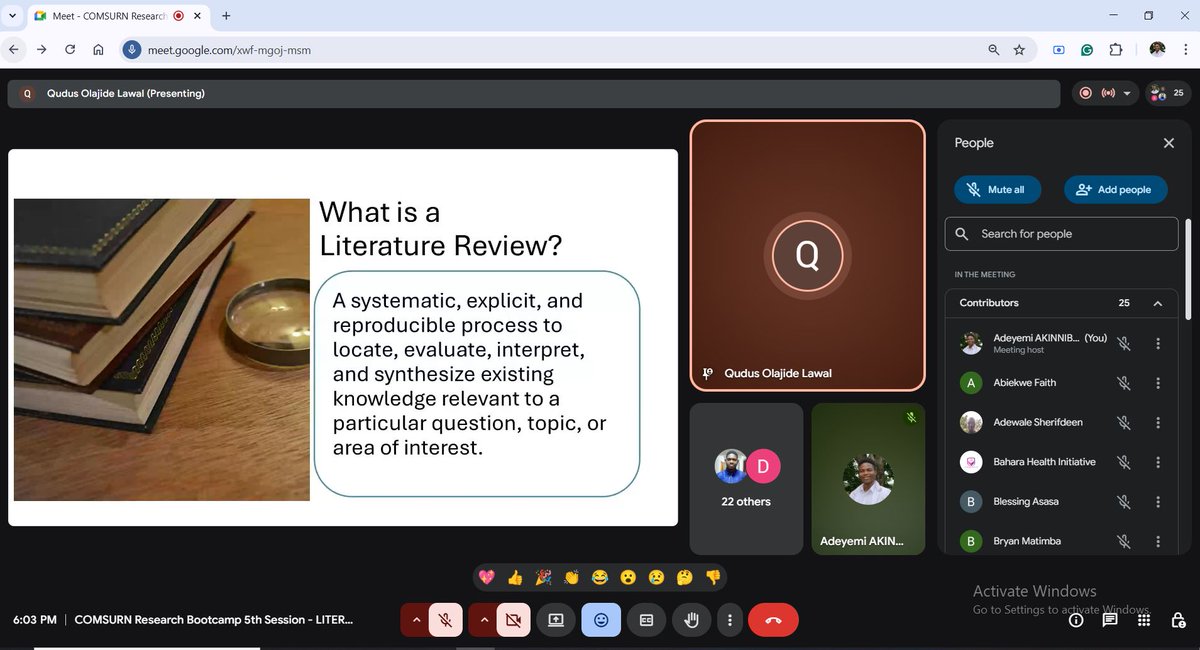 comsurn_benin's tweet photo. 🚀 Session 5 Highlights!

COMSURN Research Bootcamp at UNIBEN featured a masterclass on Literature Review &amp; Referencing led by Dr. Qudus Lawal, covering literature matrices and Zotero use. Watch the recording:
https://t.co/kvX2zCAjiR

#COMSURN #UNIBEN #MedicalResearch https://t.co/EXtBOZMPIS