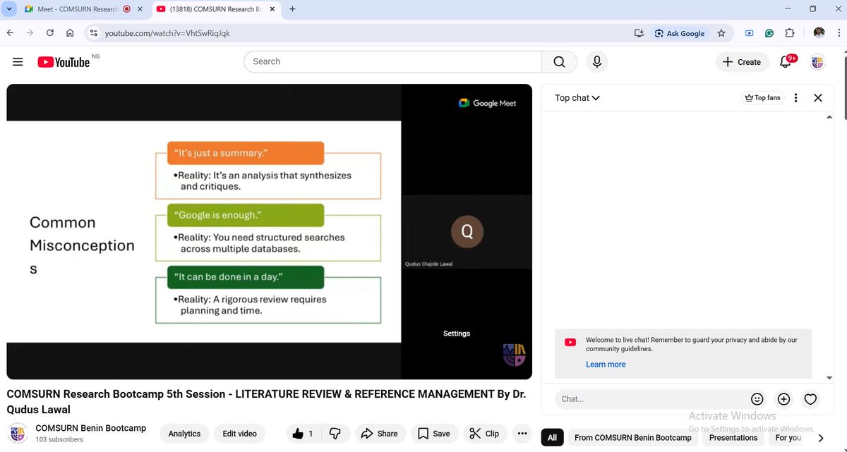 comsurn_benin's tweet photo. 🚀 Session 5 Highlights!

COMSURN Research Bootcamp at UNIBEN featured a masterclass on Literature Review &amp; Referencing led by Dr. Qudus Lawal, covering literature matrices and Zotero use. Watch the recording:
https://t.co/kvX2zCAjiR

#COMSURN #UNIBEN #MedicalResearch https://t.co/EXtBOZMPIS