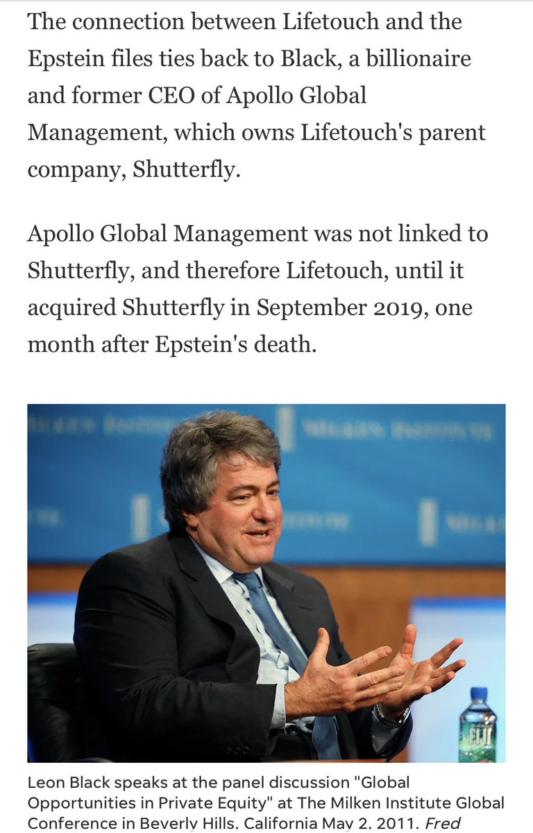Lifetouch, school photos &amp; Epstein files:
Discussion appears to stem from ownership of parent company, Shutterfly, owned by private equity firm Apollo Global Management. Leon Black, former CEO of Apollo Global Management, named in the Epstein files. 
#USA
usatoday.com/story/news/nat…