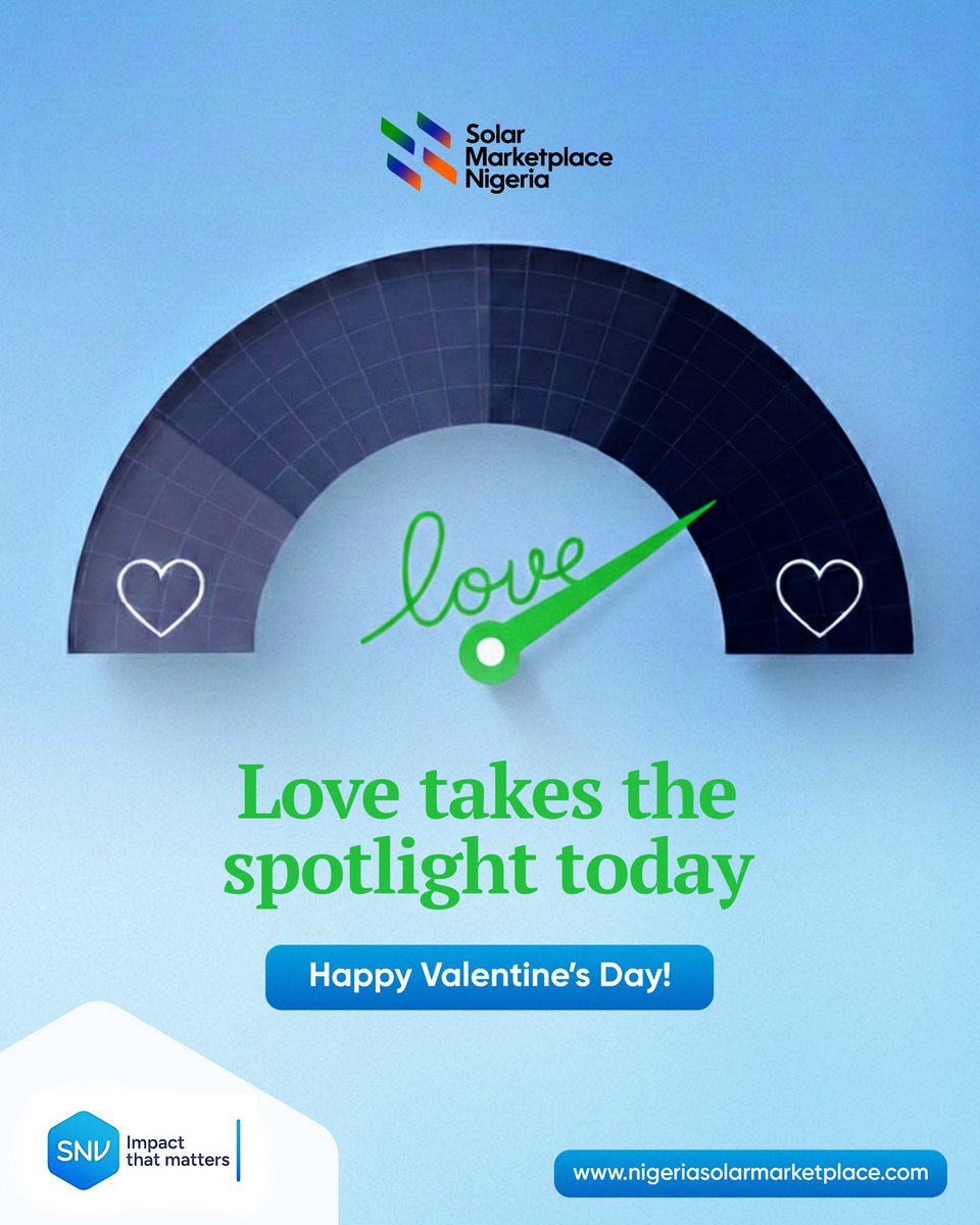 Valentine’s Day is about creating memories that last. We hope your day is filled with calm energy, genuine smiles, and love that flows naturally.

Happy Valentine's Day!

#NigeriaSolarMarketPlace #SNV #Solar