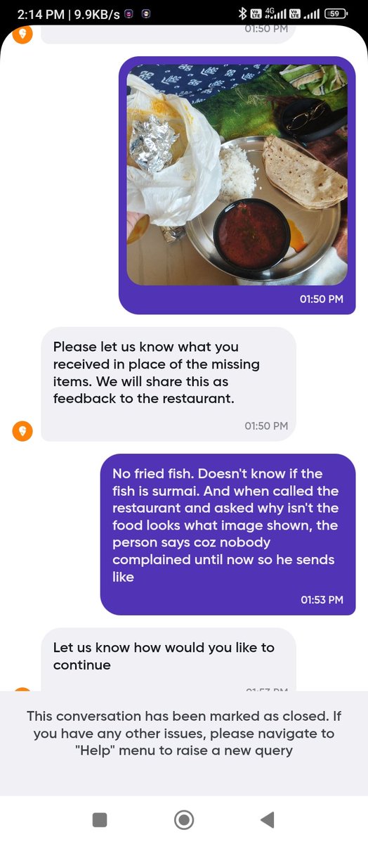 Rohitronic's tweet photo. @SwiggyCares @Swiggy Displayed 5 items, received 3 items and when complained to ur customer care the restaurant stopped receiving calls. Paid 330 but refund initiated ₹83 only https://t.co/D6E0GXaNDl