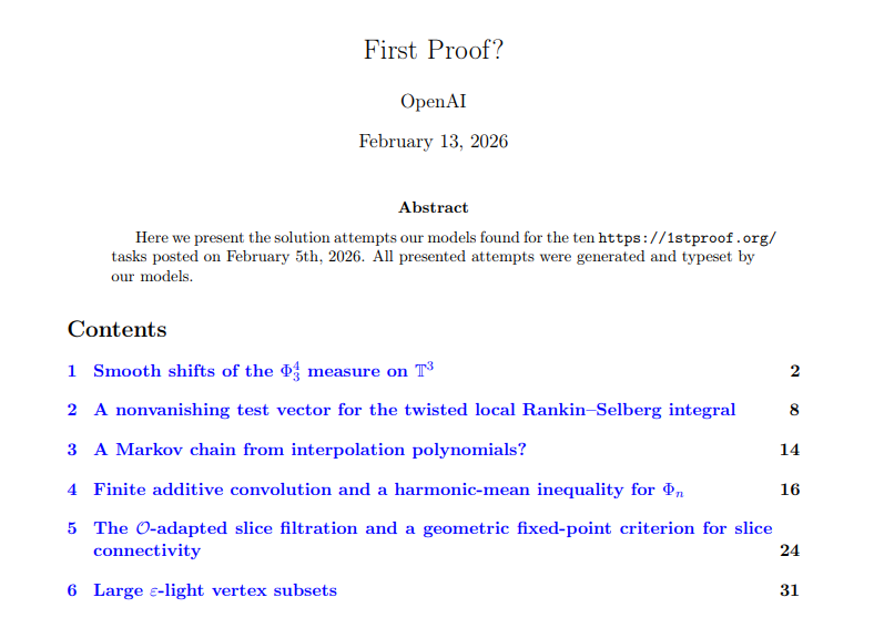 First Proof contents