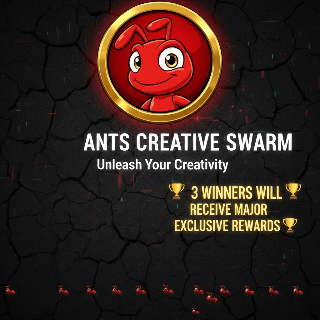 🐜 ANTS CREATIVE SWARM CHALLENGE IS LIVE

One ANT is small. The Swarm is unstoppable. This is your moment to show creativity and represent ANTS COMMUNITY.

Create original ANTS inspired content. Image, meme, video, thread your style, your vision.

🏆3 WINNERS WILL RECEIVE MAJOR