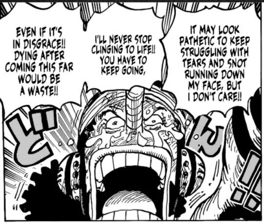 some saying usopp and i get why, usopp is incredibly depressed to the point perona's ghost have no effect on him, however he fights for his life every day and encourages others to do the same. it's why i love him so much despite everything he's still fighting