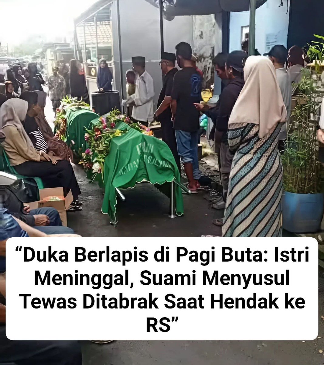 Kronologi:
Mendengar istrinya meninggal pak Bani diantar anak perempuannya pergi ke rsu cilacap. di depan polotekhnik Cilacap ditabrak mobil bak terbuka jenis keri dr arah selatan dan meninggal di TKP sedang anak perempuan yang ngantar selamat. maaf ini orang gak punya. kasihan