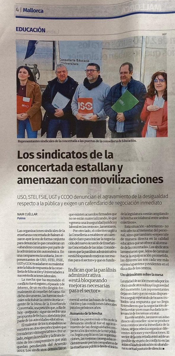 Federació d'Ensenyament - USO ILLES BALEARS (@feusoib) on Twitter photo 