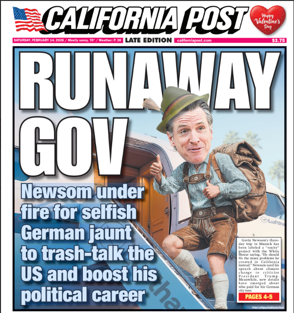 Today’s cover: Gavin Newsom under fire for selfish German jaunt to trash-talk the US and boost his political career. trib.al/I3sgsey

Subscribe for home delivery: trib.al/Cc0qHFu