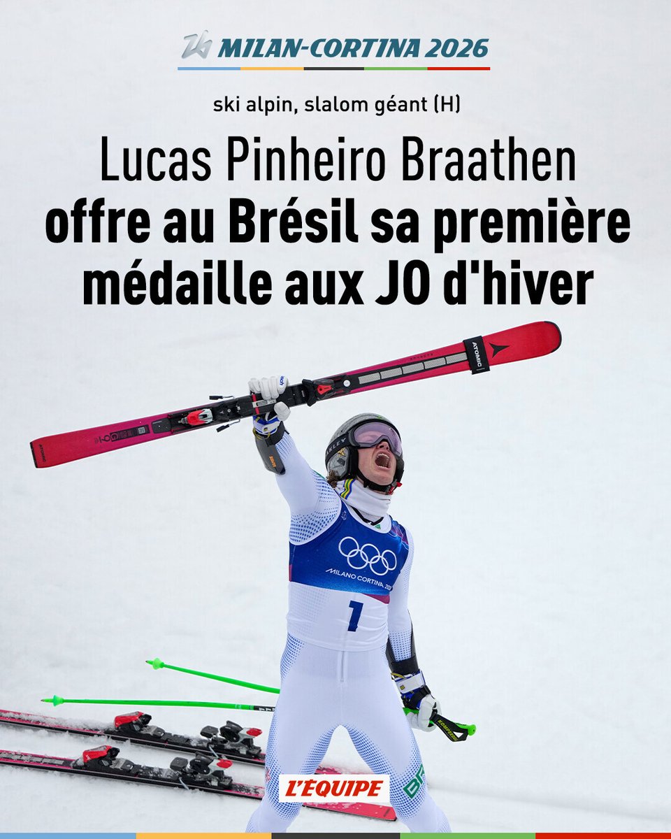 Sacré champion olympique du slalom géant, Lucas Pinheiro Braathen offre au Brésil sa première médaille aux JO d'hiver
➡️ l.lequipe.fr/Xjy