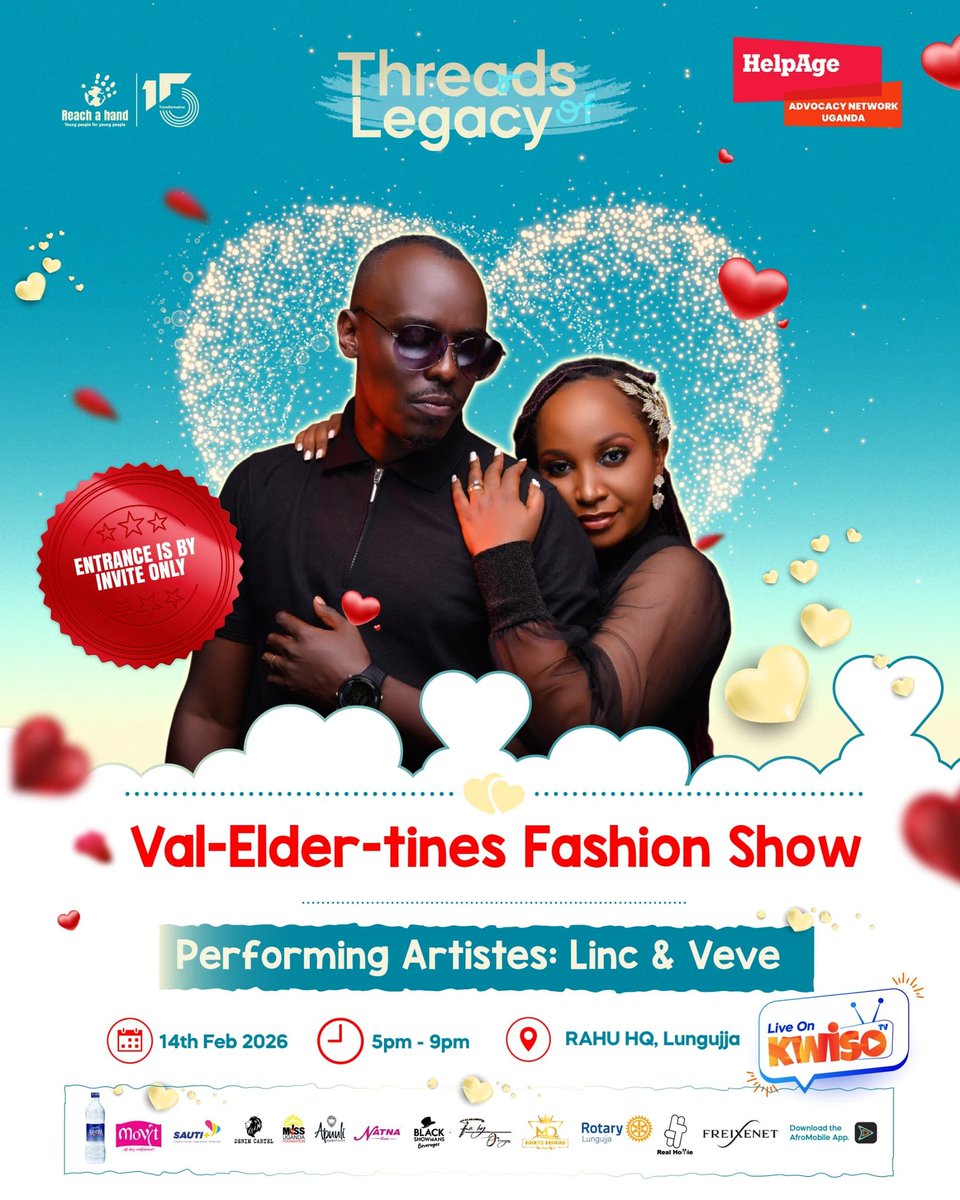 AllEventsKla's tweet image. Today at Reach A Hand Uganda head offices Lungujja, fashion, memory, and love converge at Threads of Legacy  Val-elder-tines, an experience that celebrates elders as living archives of style, dignity, and cultural history.

#ThreadsOfLegacy 
#Valeldertines