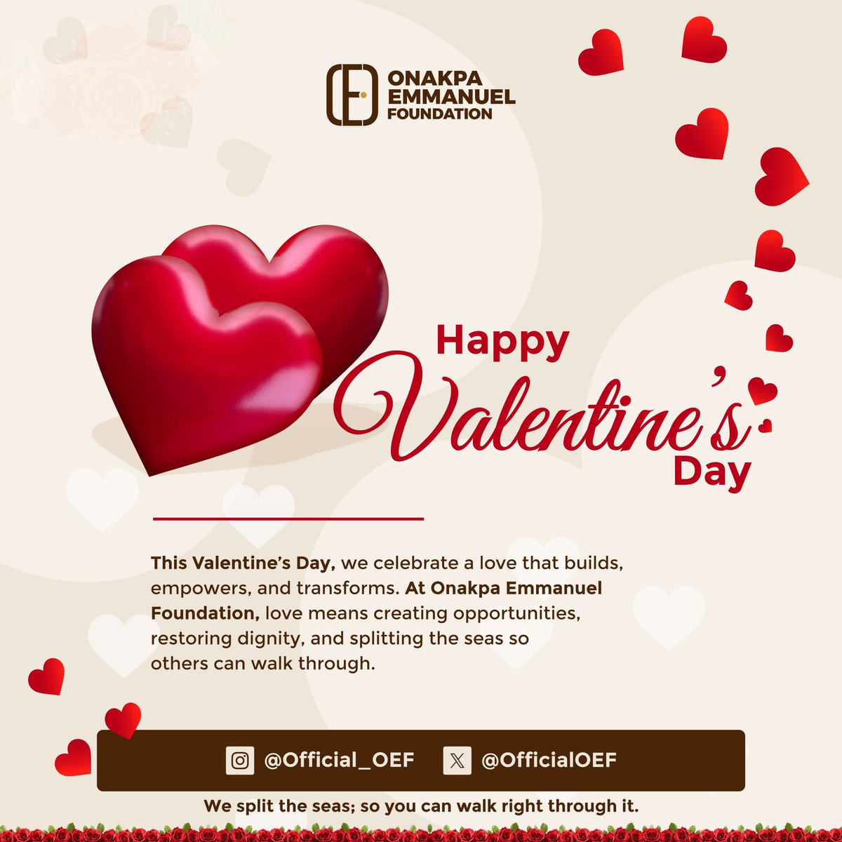 OfficialOEF's tweet image. Valentine’s isn’t just about romance.
It’s about kindness.
It’s about showing up.
It’s about giving.

Let’s spread love in ways that truly matter today💌
#ValentinesDay #LoveInAction