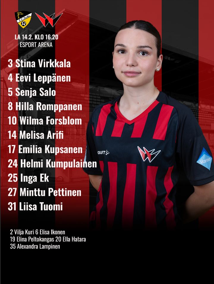 Kohta pelataan! 🔴⚫️ PK-35 Vantaan harjoitusottelu FC Hongan vieraana potkaistaan käyntiin klo 16.20 Esport Arenalla.

Punamustien kokoonpanon näet kuvassa!