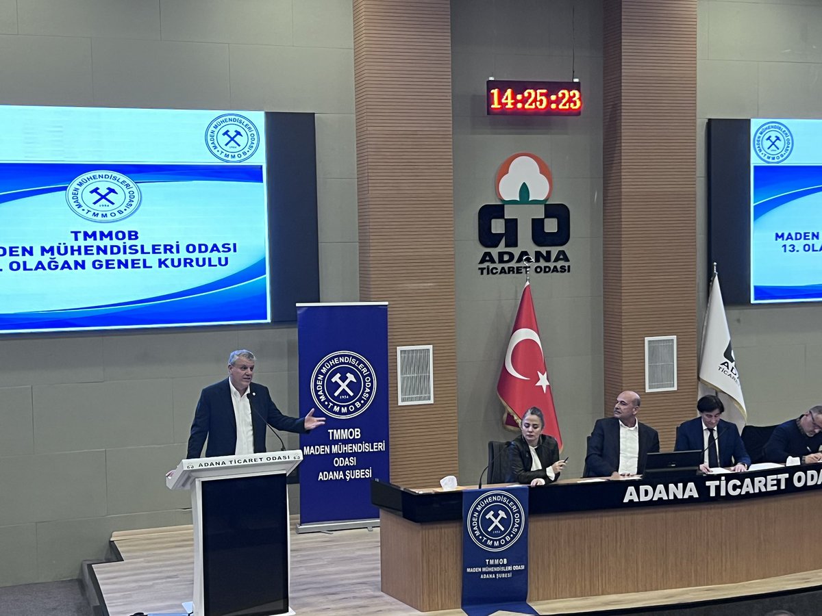 TMMOB Maden Mühendisleri Odası Adana Şubemizin 13. Genel Kuruluna katılarak @bulentzerengok Başkanımıza çalışmaları için teşekkür ederiz. Dirençli şehir ve sonrasında kentsel yaşam, güvenli gıdaya için hammadde sağlayan Maden Mühendislerimize kazasız çalışmasını dileriz