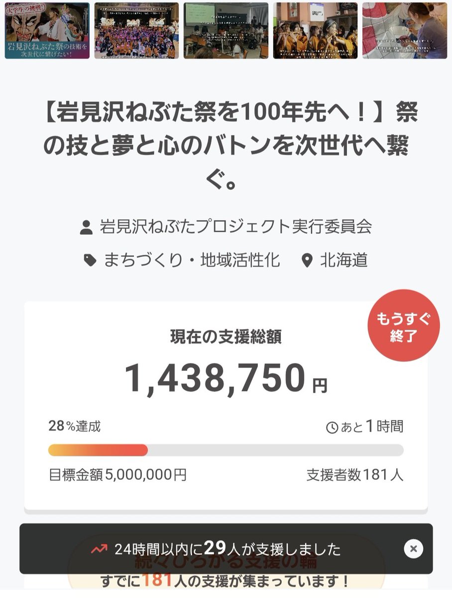現在181名の方にご支援いただいております‼️ 200名まであと19名
