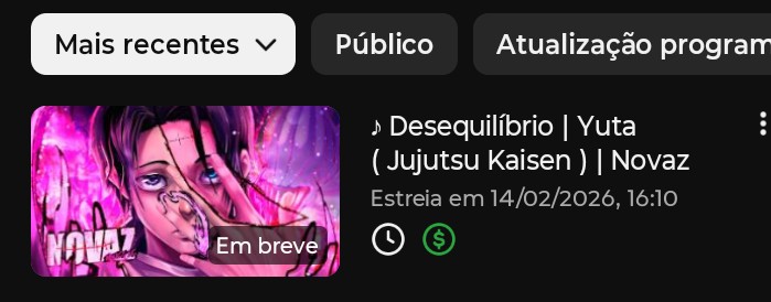 "desequilíbrio" já está em estreia no YouTube em rapaziada ativa aquele sino pra não perder !! <3