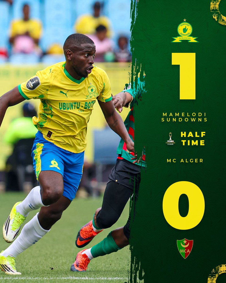 An early goal gives Masandawana the lead; a huge second half awaits. 💪

Mamelodi Sundowns (6’ León) 1️⃣➖0️⃣ MC Alger

#Sundowns #TotalEnergiesCAFCL #AreyengMasandawana