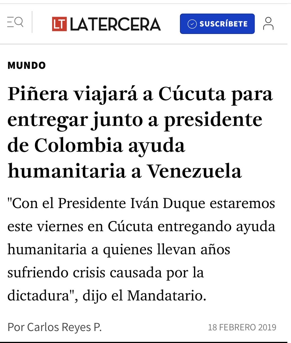 Del recuerdo;
Piñera en el 2019 entregó ayuda humanitaria a Venezuela bajo la dictadura de Nicolás Maduro.
Y los mismos weones que en ese entonces lo aplaudieron, ahora critican al gobierno por hacer exactamente lo mismo.